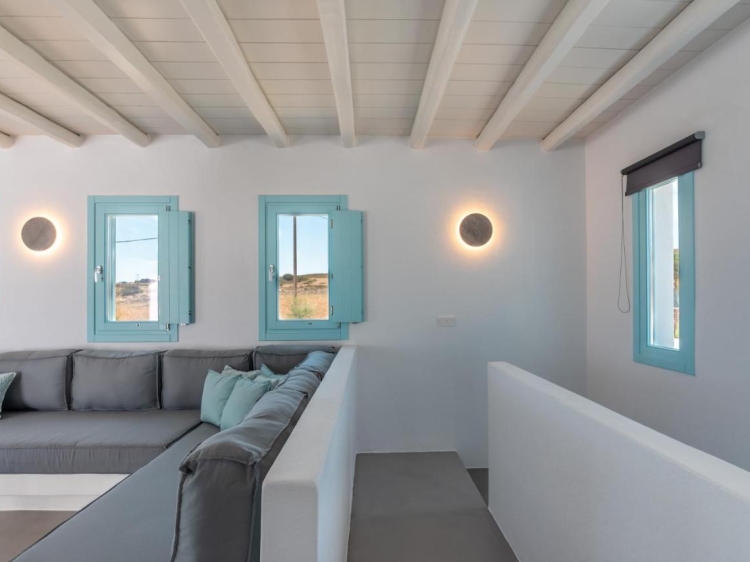 beautiful living room in the villa of the blue Harpist Koufonisia hotel