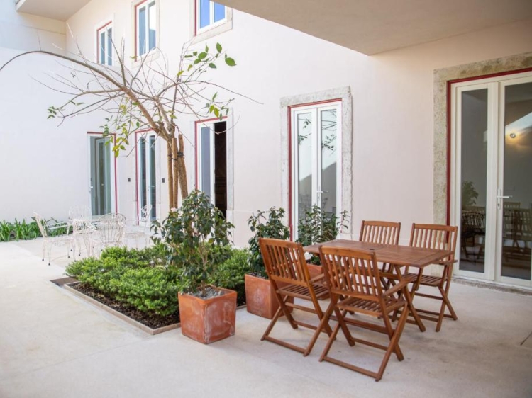 Private terrace of the 2 bedroom apartment on the patio level of Casa Rene