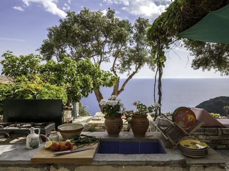Outdoor kitchen Zoe Paxos Holiday Home: Holiday homes, charming and Luxury villa, and boutique accommodations with swimming pool in the Ionian Islands.