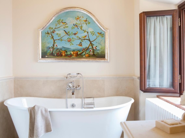 Bathroom at Dievole Wine Resort Tuscany countryside boutique hotel