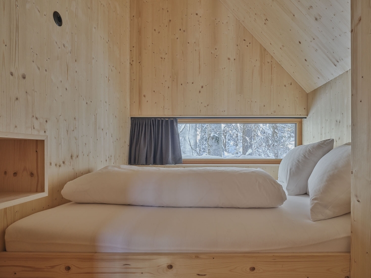 sleeping room 1st floor with view to the wood, 2 chalets summer Waldchalets Brandnertal lodging,chalets in the country side Schedlerhof, Brand