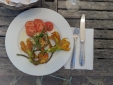fried zucchini flowers with anchovies and tomatoes