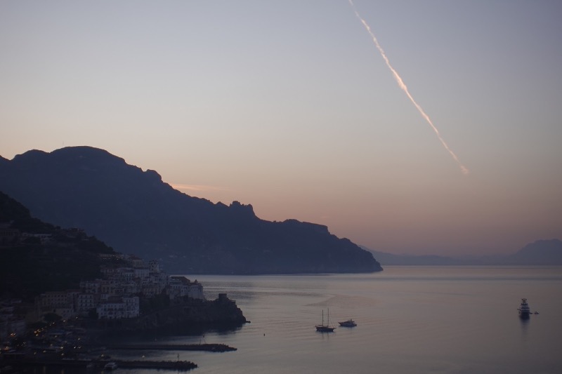 Amalfi coast view by night