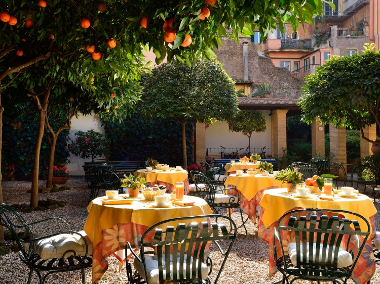 Beautiful courtyard of Hotel Santa Maria, Rome