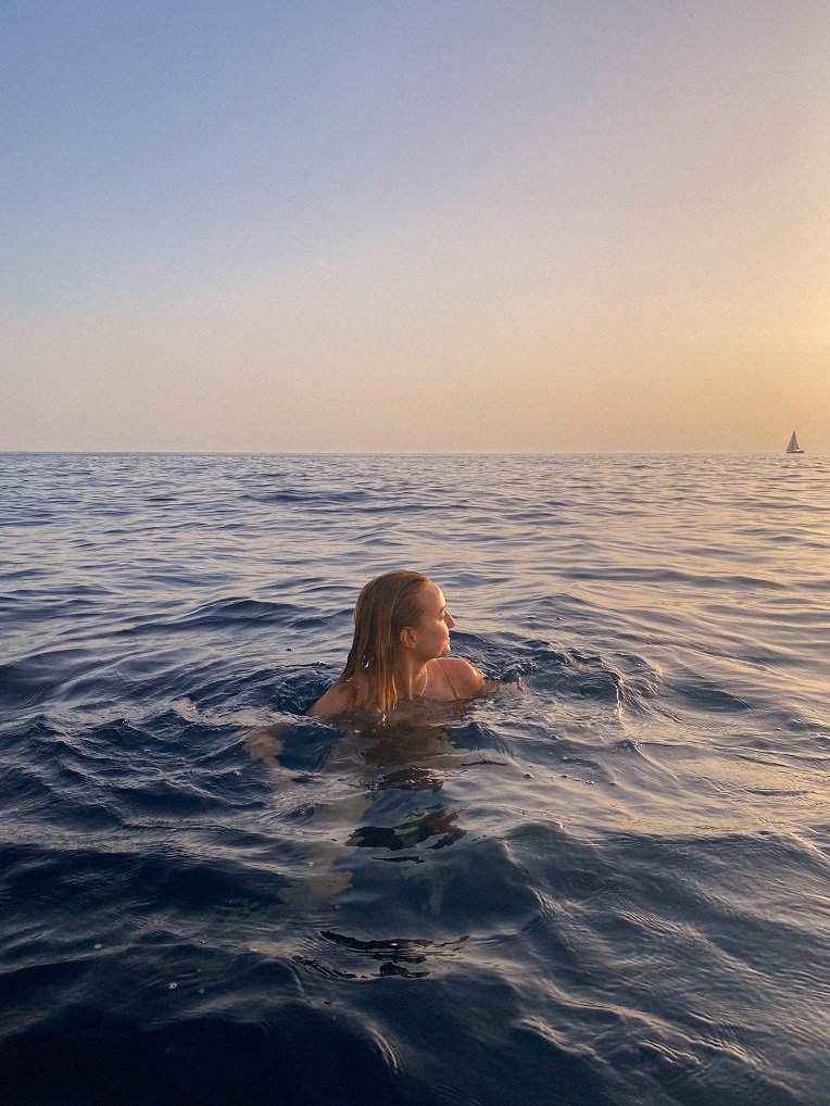 Swimming in the ocean